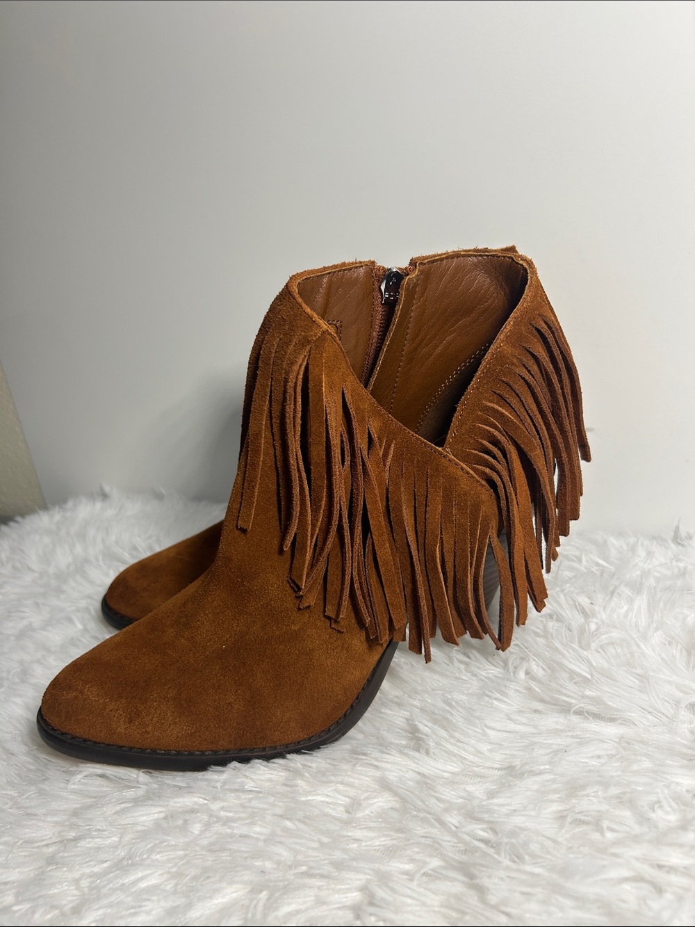 Jessica Simpson Jewles Cinnamon Fringe Western Ankle Boots
